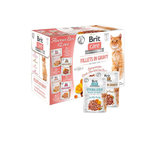 Brit Care Cat Flavour box - Fillets in Gravy (12er Pack) 